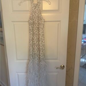 Stunning White Feathered Wedding Gown